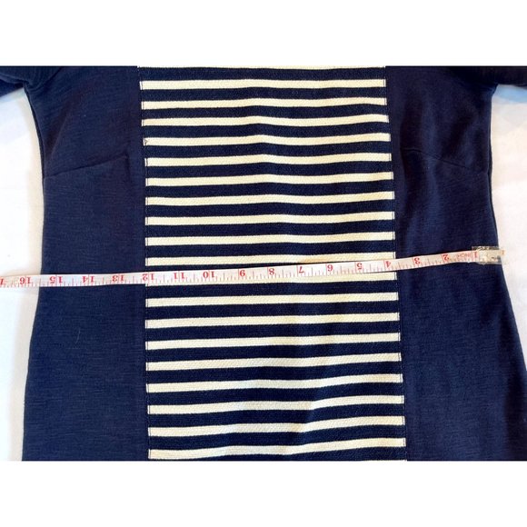J. Crew Womens Stripe Knit Shift Dress Short Sleeve Back Zip Blue White Size 00 - Picture 10 of 14